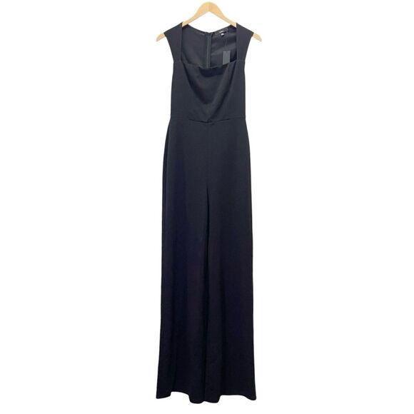 NWT Lulus Enticing Endeavors Wide Leg Square Neck Jumpsuit in Black Size Medium - Picture 2 of 14